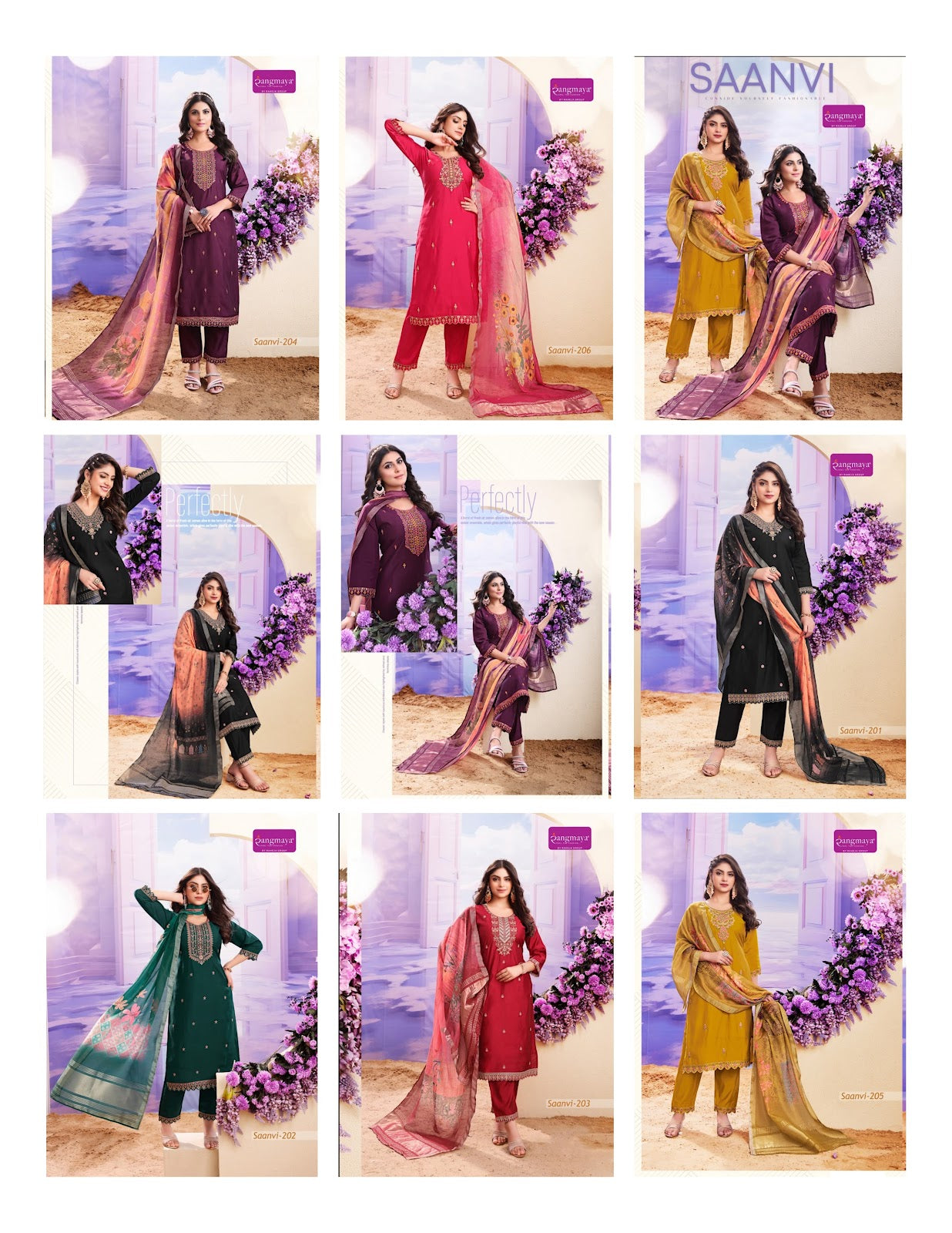 Saanvi Rangmaya Roman Readymade Pant Style Suits Wholesale Rate