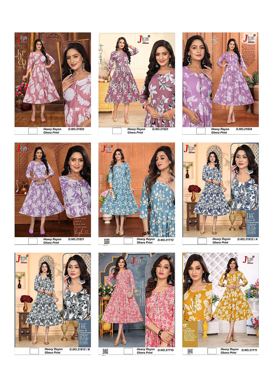 Short Ghera 2108 Jiya Heavy Rayon Anarkali Kurtis Supplier Gujarat