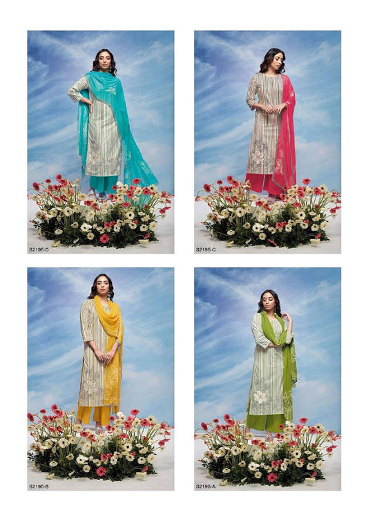 Silvanna-2195 Ganga Premium Cotton Plazzo Style Suits