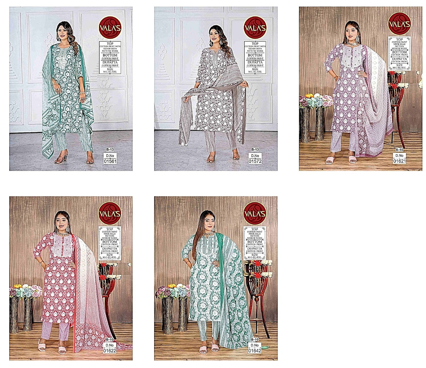 Silver Gota Valas Cotton Readymade Pant Style Suits Wholesale Price