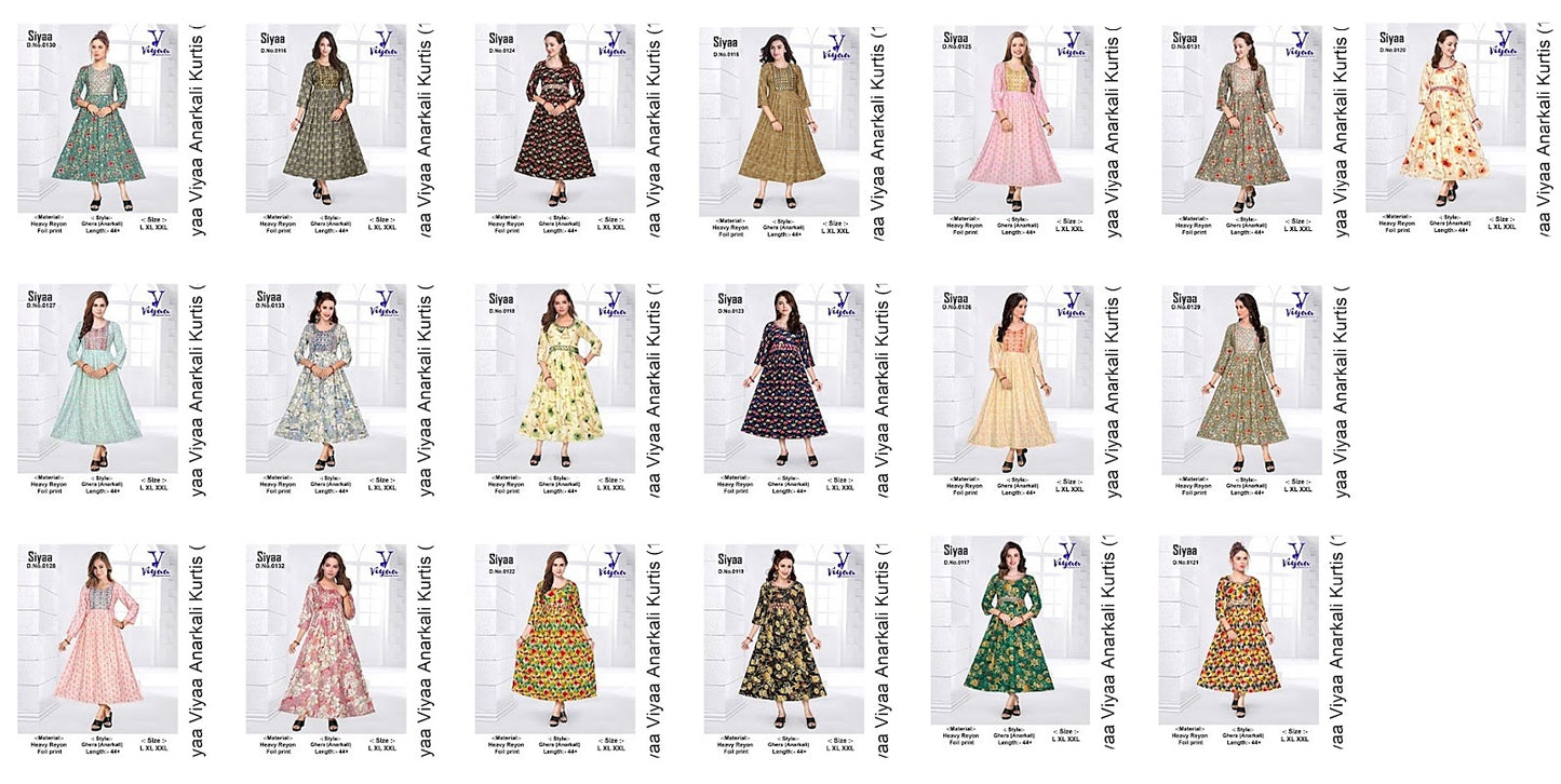 Siyaa Viyaa Heavy Rayon Anarkali Kurtis