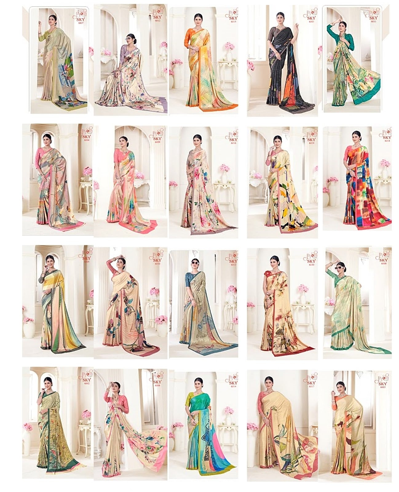 Sky Jivora Crepe Sarees Supplier Gujarat