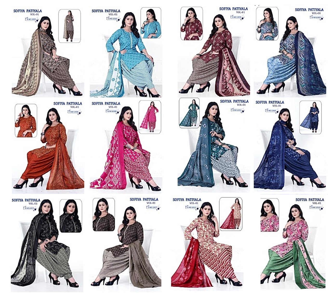 Sofiya Vol 1 Kcf Semi Cotton Readymade Cotton Patiyala Suits