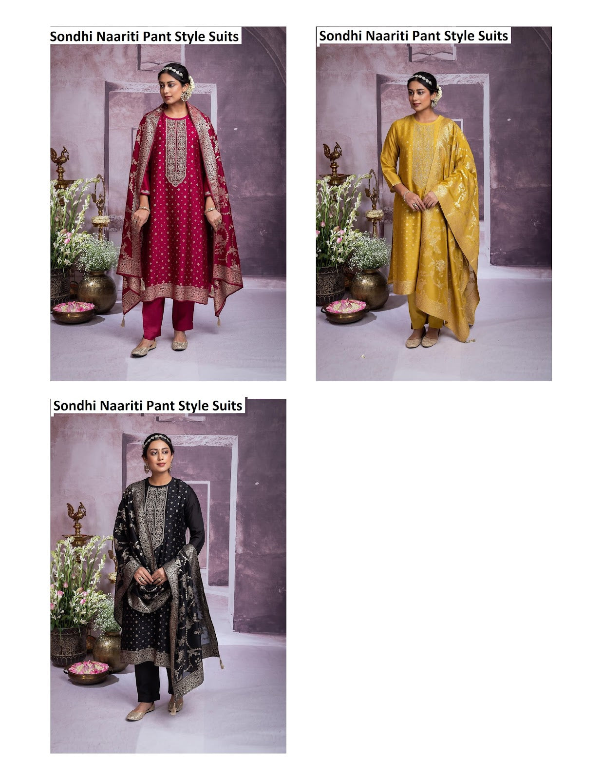 Sondhi Naariti Silk Jacquard Pant Style Suits Supplier
