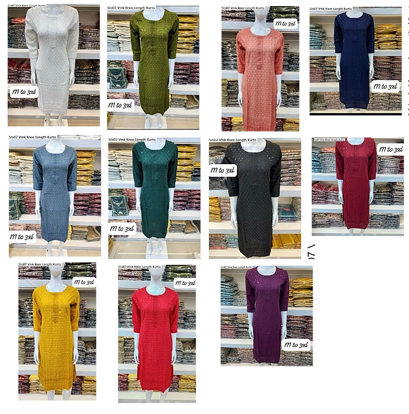 Sts07 Vmk Heavy Rayon Knee Length Kurtis Exporter