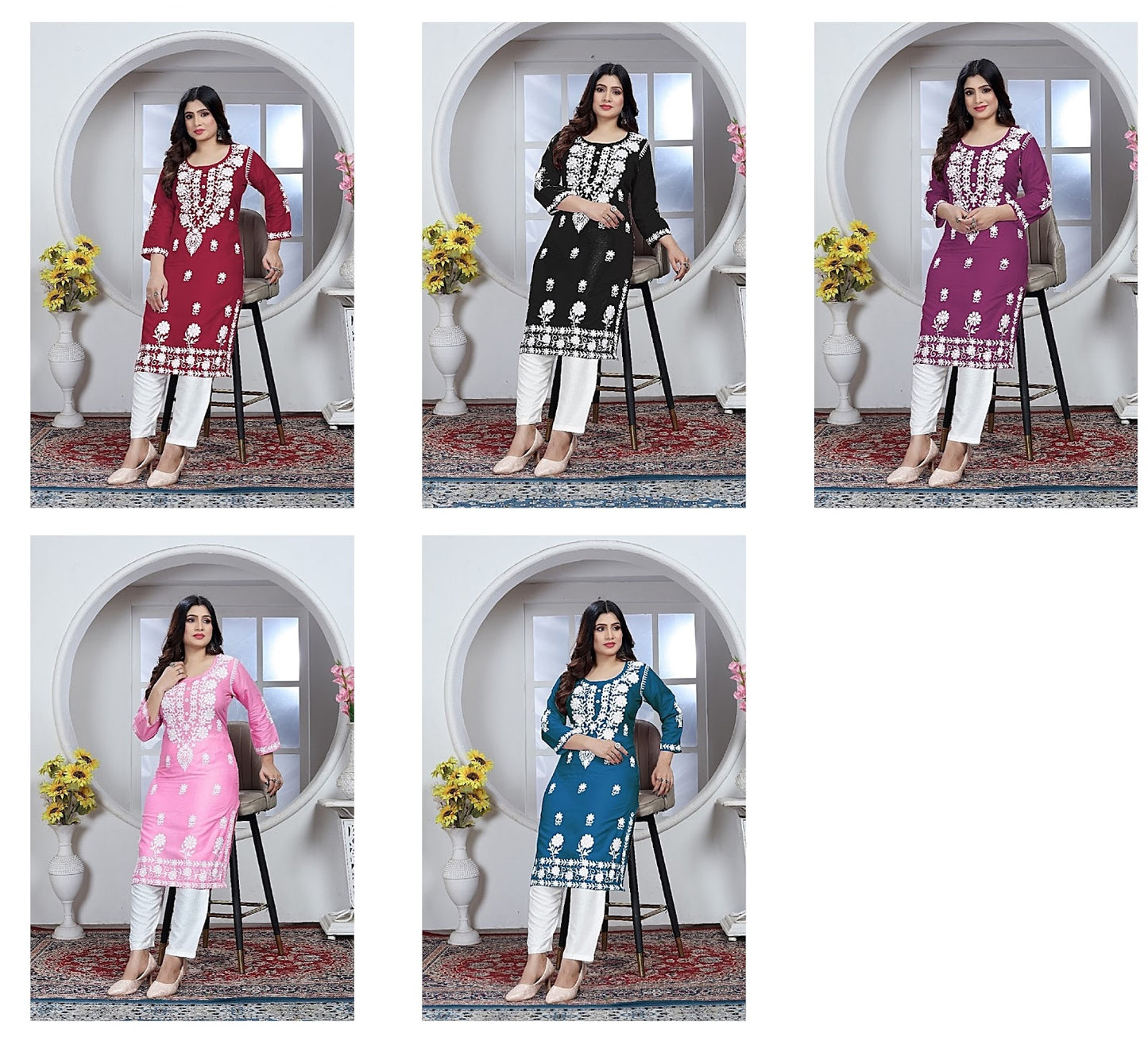Sui Dhaga Rasili Heavy Rayon Kurti Pant Set Wholesale