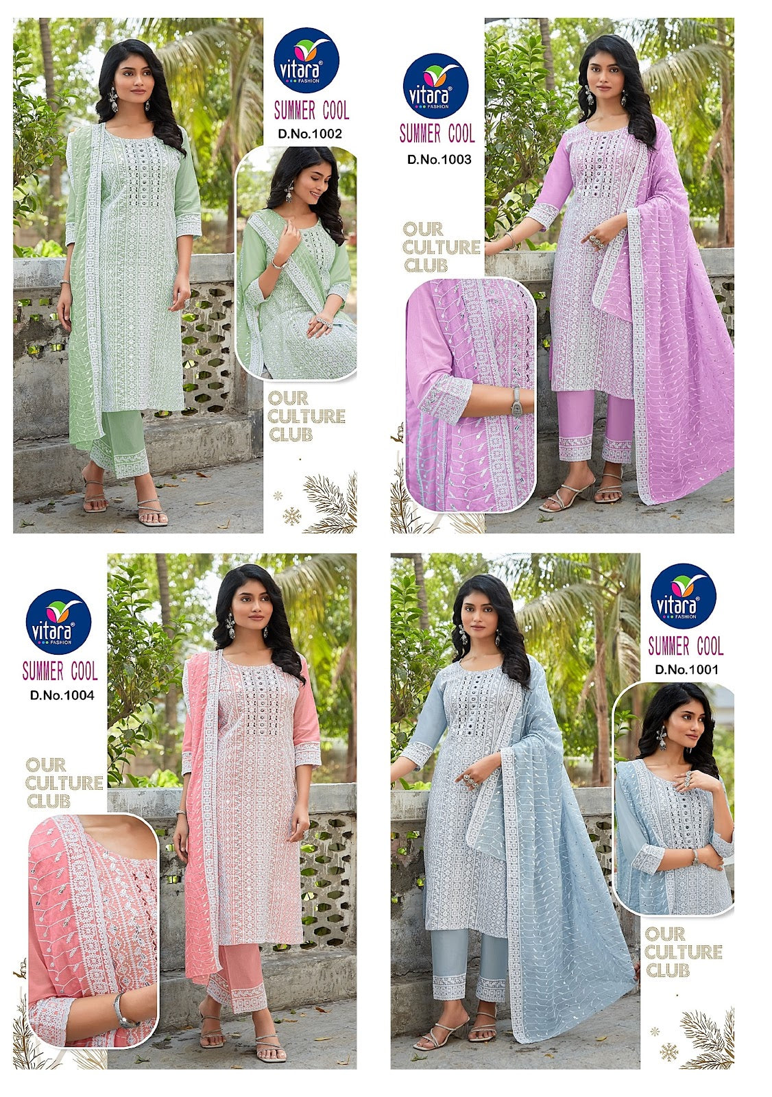 Summer Cool Vitara Cambric Cotton Readymade Pant Style Suits Wholesale Price