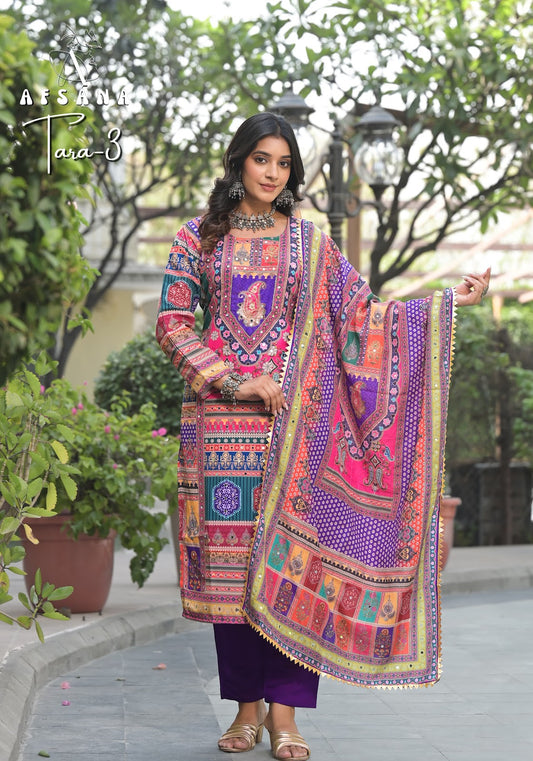 Tara 3 Afsana Pure Muslin Readymade Pant Style Suits Supplier Ahmedabad