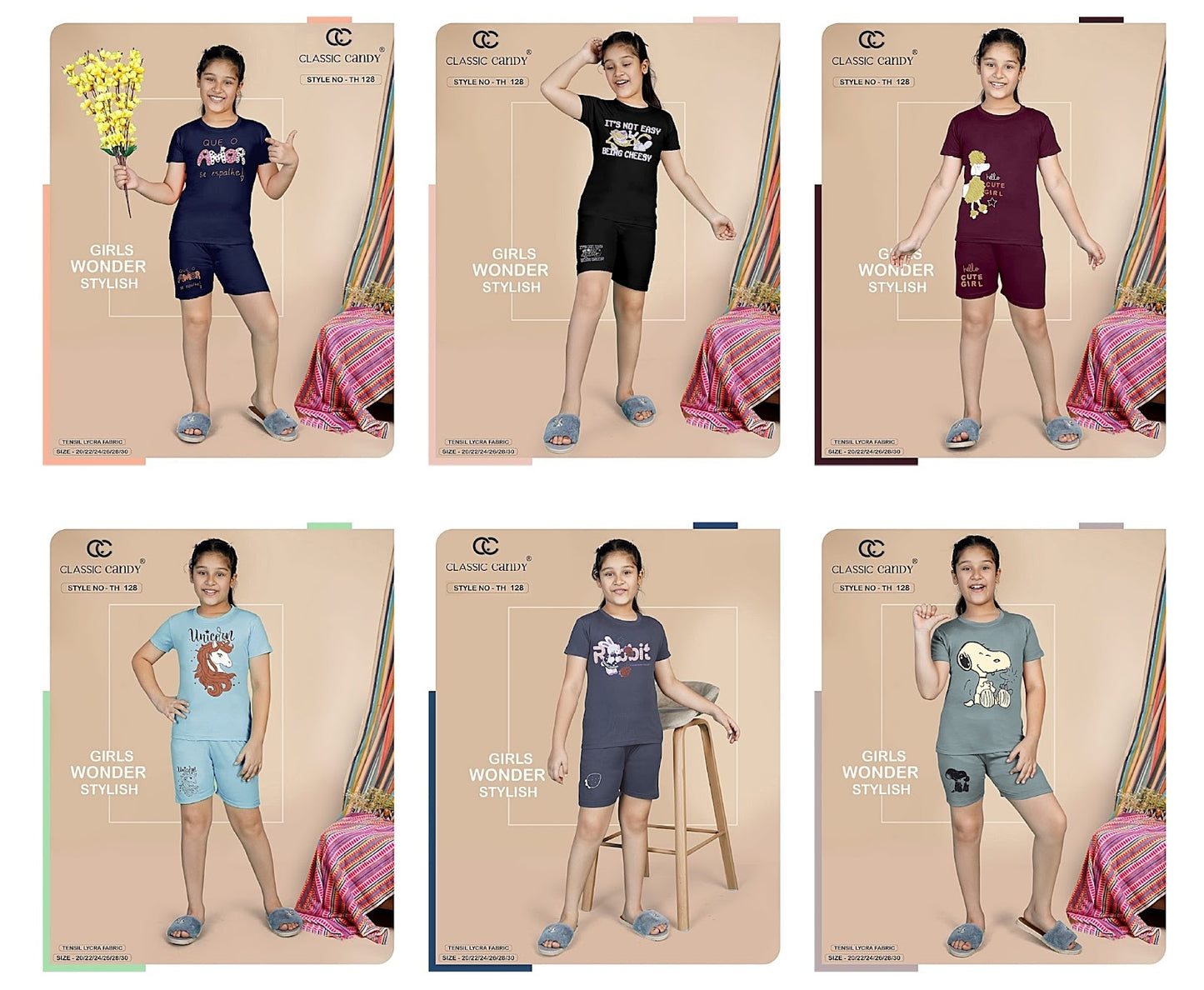 Th 128 Classic Candy Tencil Lycra Girls Night Suits Wholesaler Ahmedabad