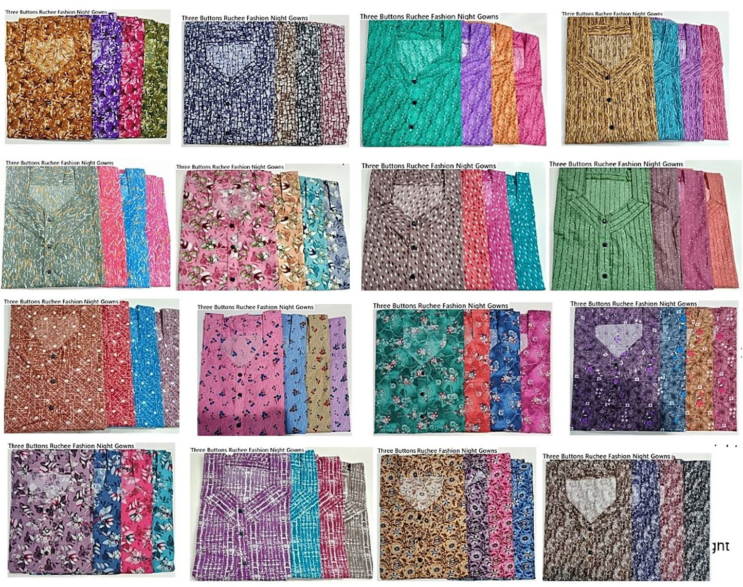 Three Buttons Ruchee Fashion Cotton Night Gowns Exporter Ahmedabad