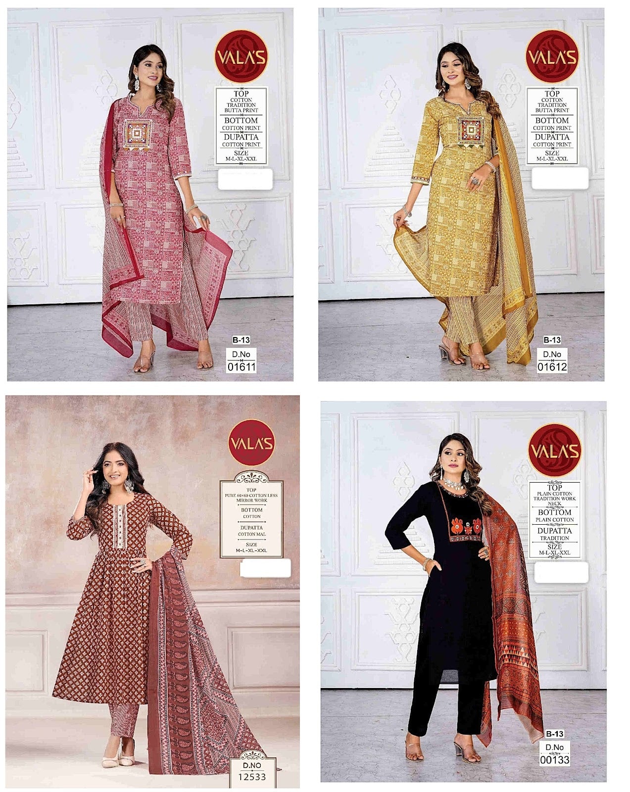 Tradition Butta Print Valas Cotton Readymade Pant Style Suits Wholesale