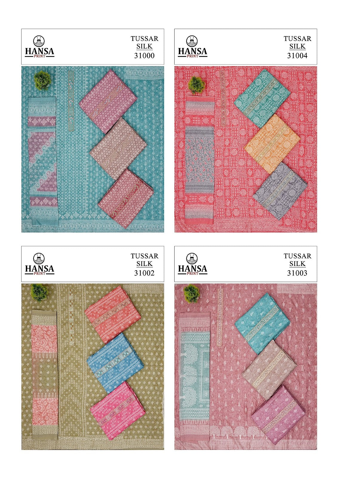 Tussar Silk 3008 Hansa Prints Salwar Suits Wholesale Price