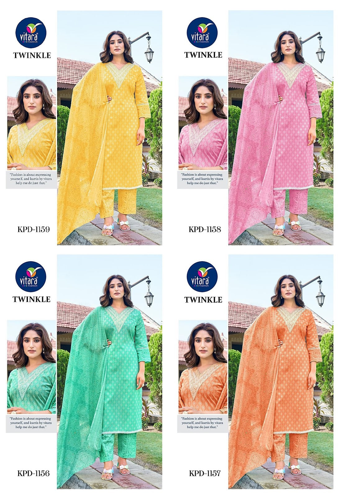 Twinkle Vitara Pure Cotton Readymade Pant Style Suits