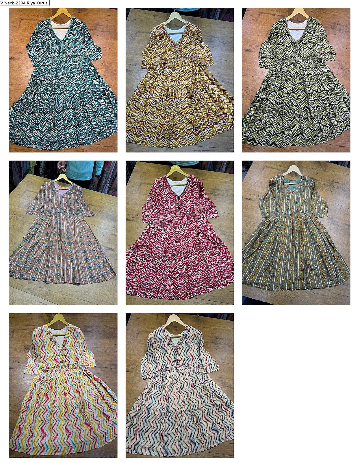 V Neck-2204 Riya Reyon Kurtis