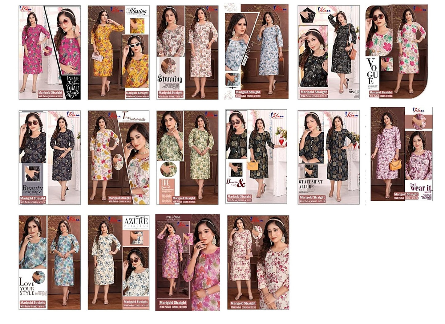 Vetican Marigold Kiara Straight Cut Kurtis Supplier