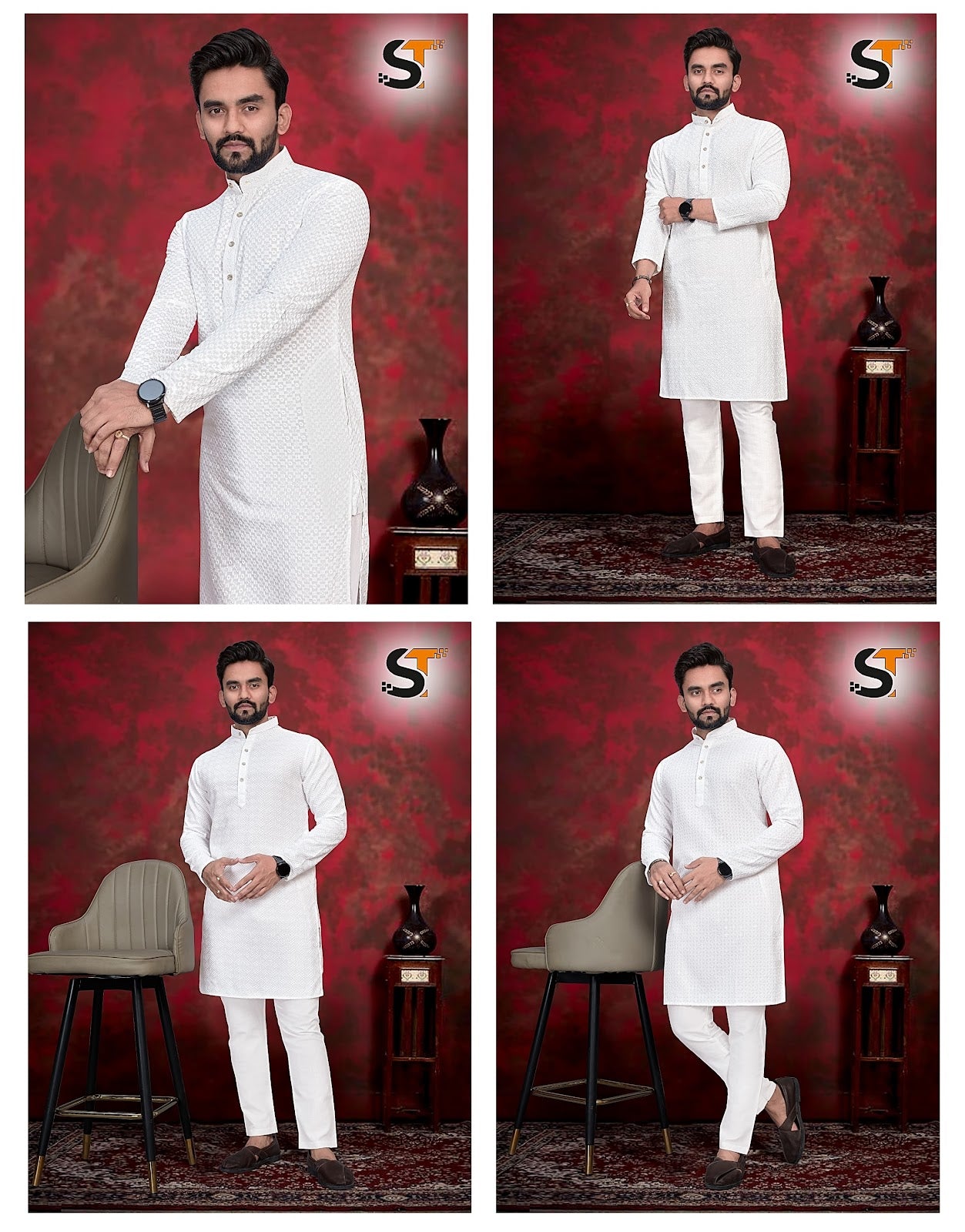 White Salas Rayon 14Kg Mens Kurta