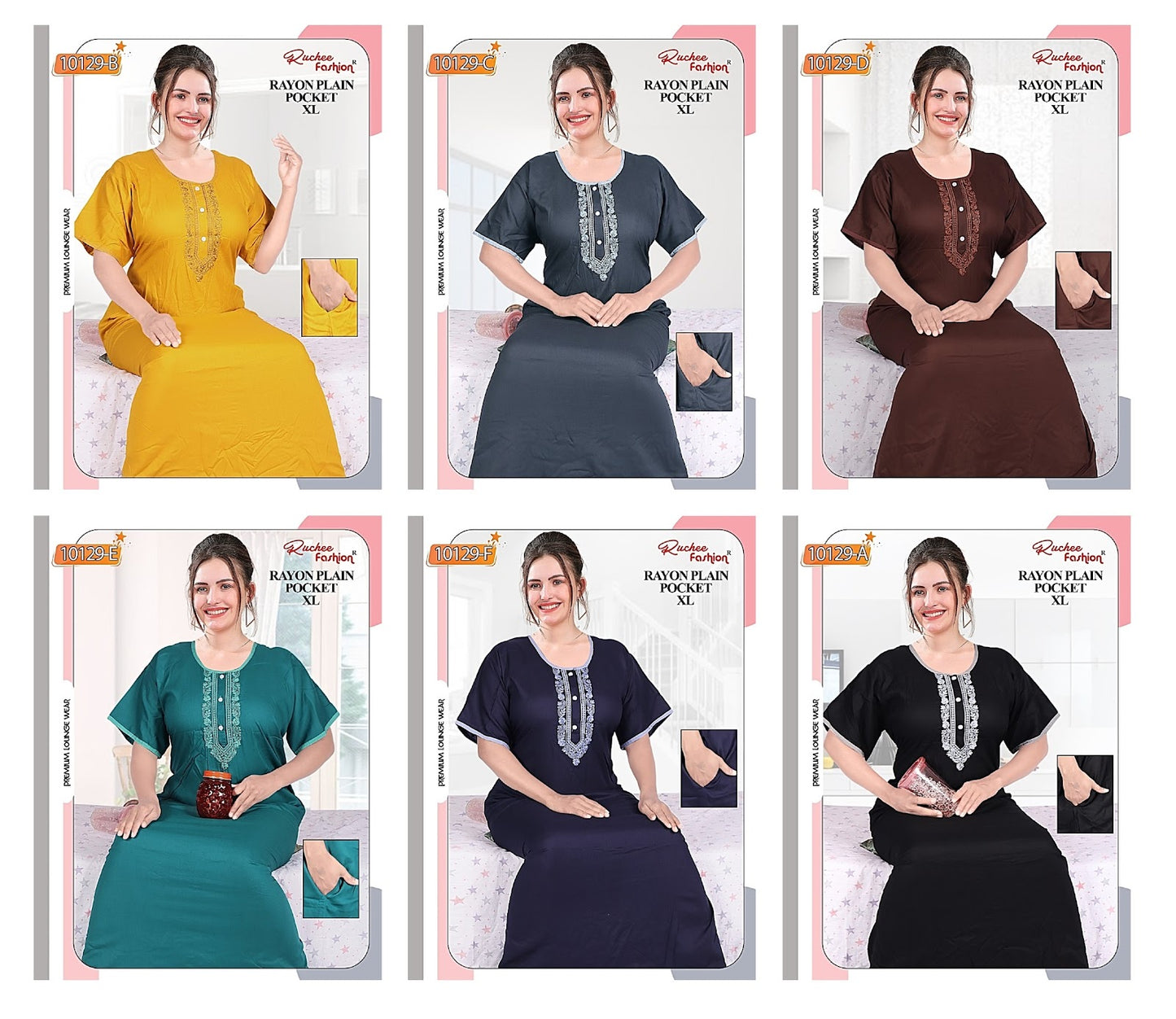 Xl Size Ruchee Fashion Rayon Night Gowns Exporter India