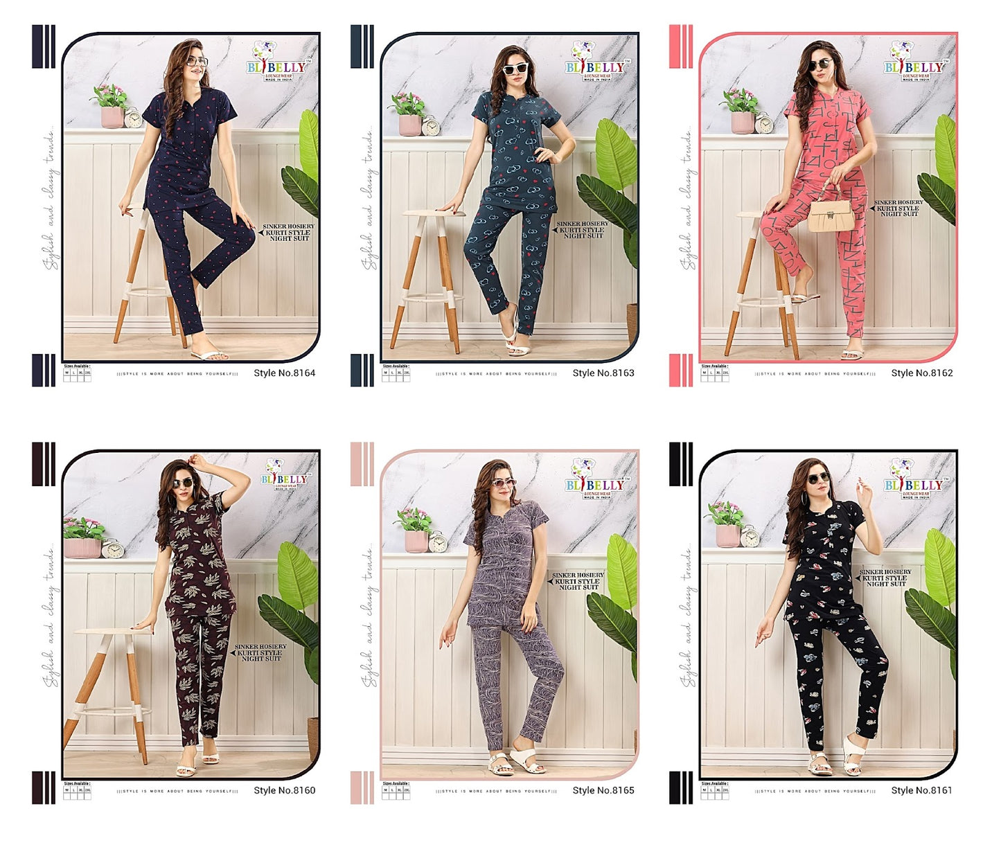 1304 Belly Hosiery Sinker Kurta Night Suits