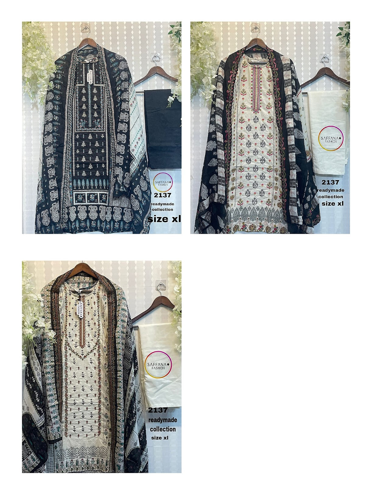 2137 Saffana Pure Lawn Pakistani Readymade Suits Manufacturer India