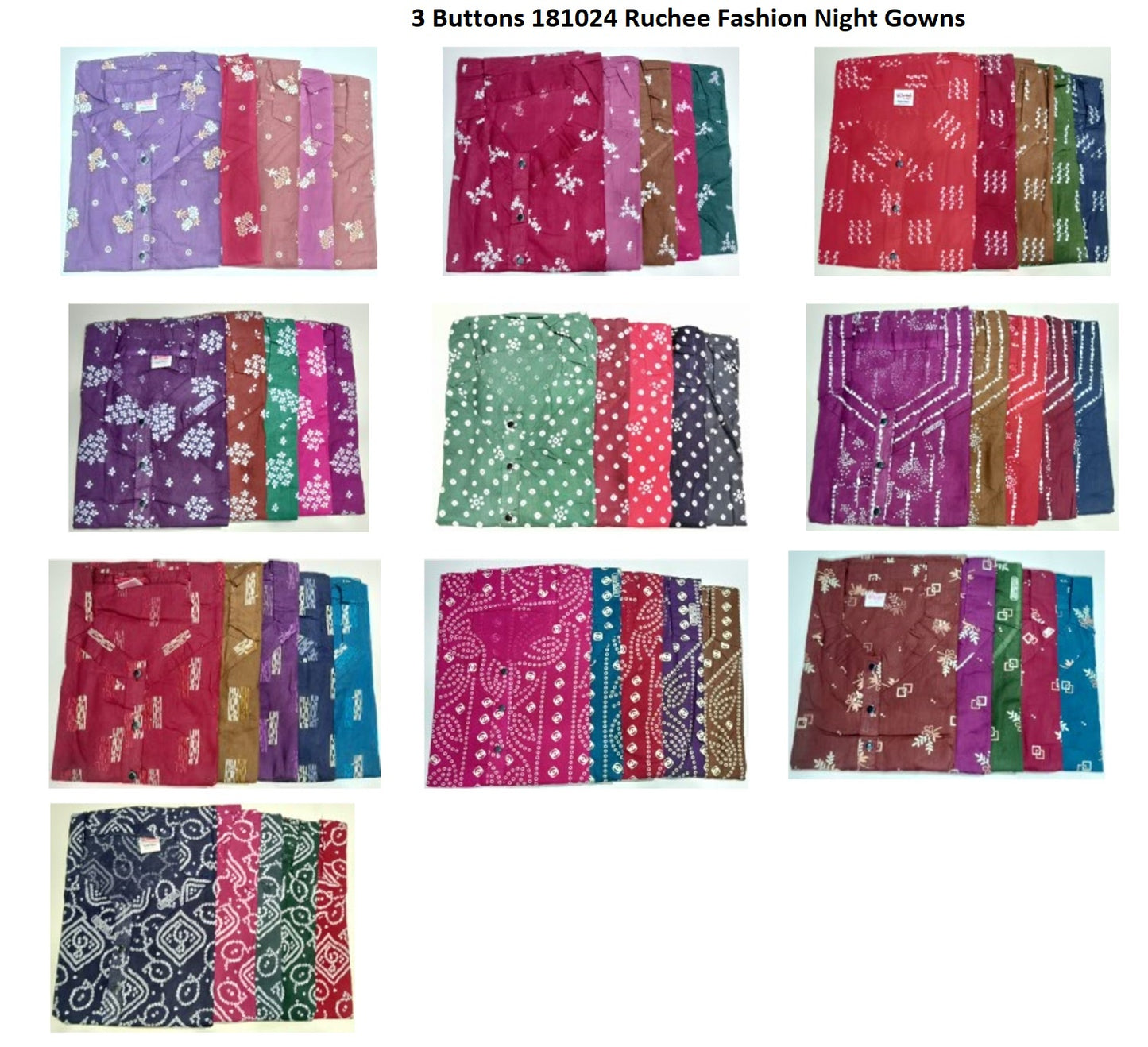 3 Buttons 181024 Ruchee Fashion Cotton Night Gowns Supplier