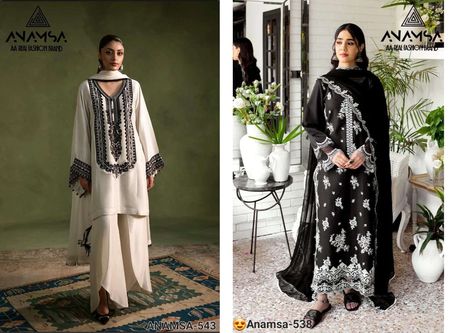 538-543 Anamsa Fox Georgette Pakistani Readymade Suits Supplier India