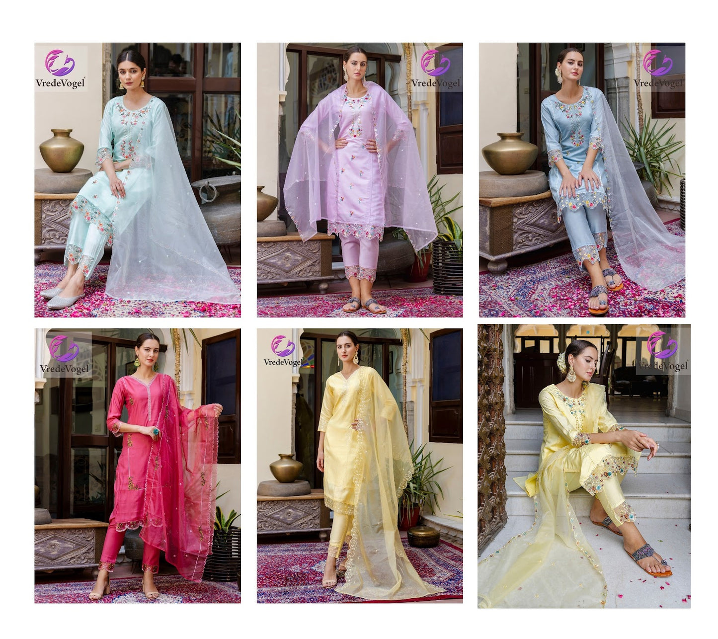 Anamika Vrede Vogel Roman Silk Readymade Pant Style Suits Manufacturer India
