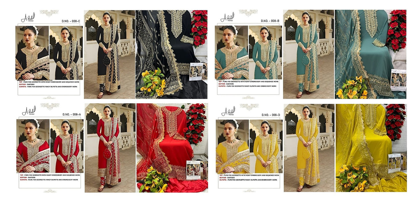 At-008 Adah Trendz Fox Georgette Pakistani Salwar Suits