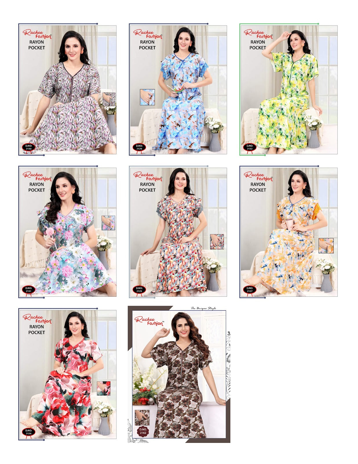 Digital Rayon 151024 Ruchee Fashion Night Gowns Exporter