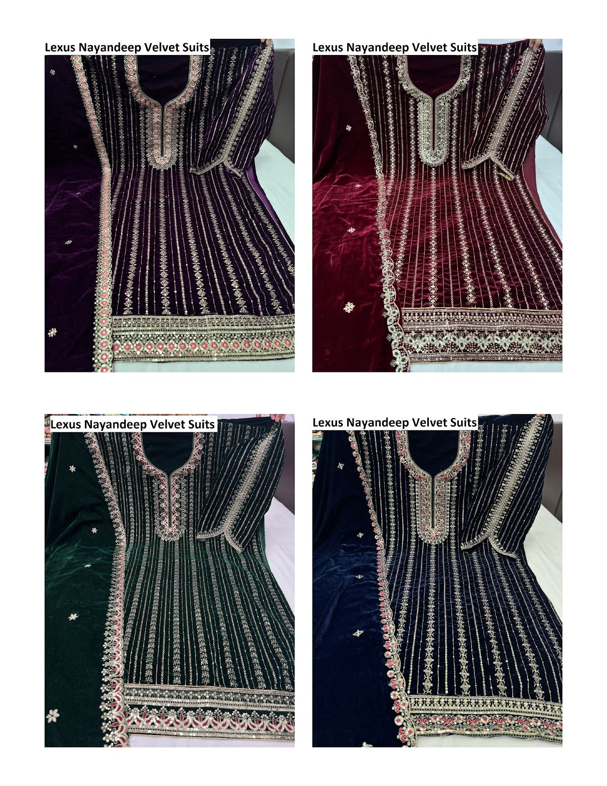 Lexus Nayandeep Velvet Suits Wholesale Rate