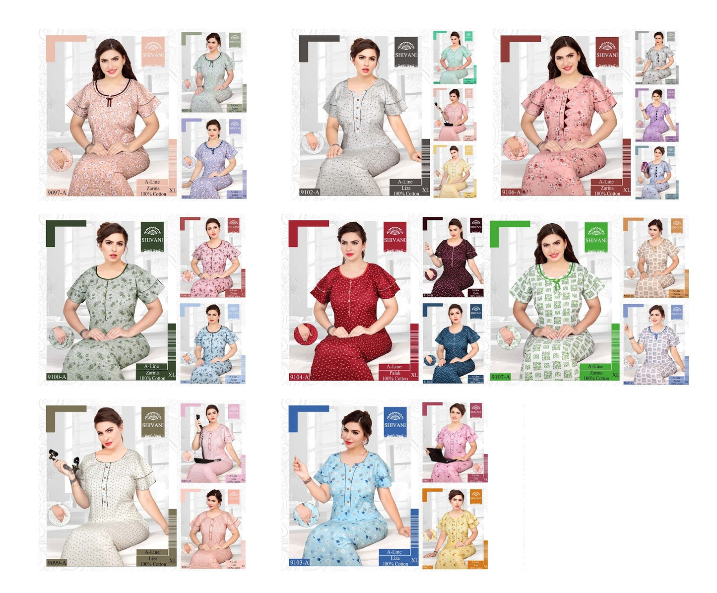 Papper Cotton 3009 Shivani Night Gowns Wholesale