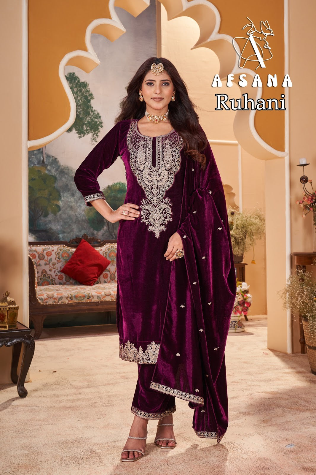 Ruhani Afsana Readymade Velvet Suits Wholesaler Gujarat