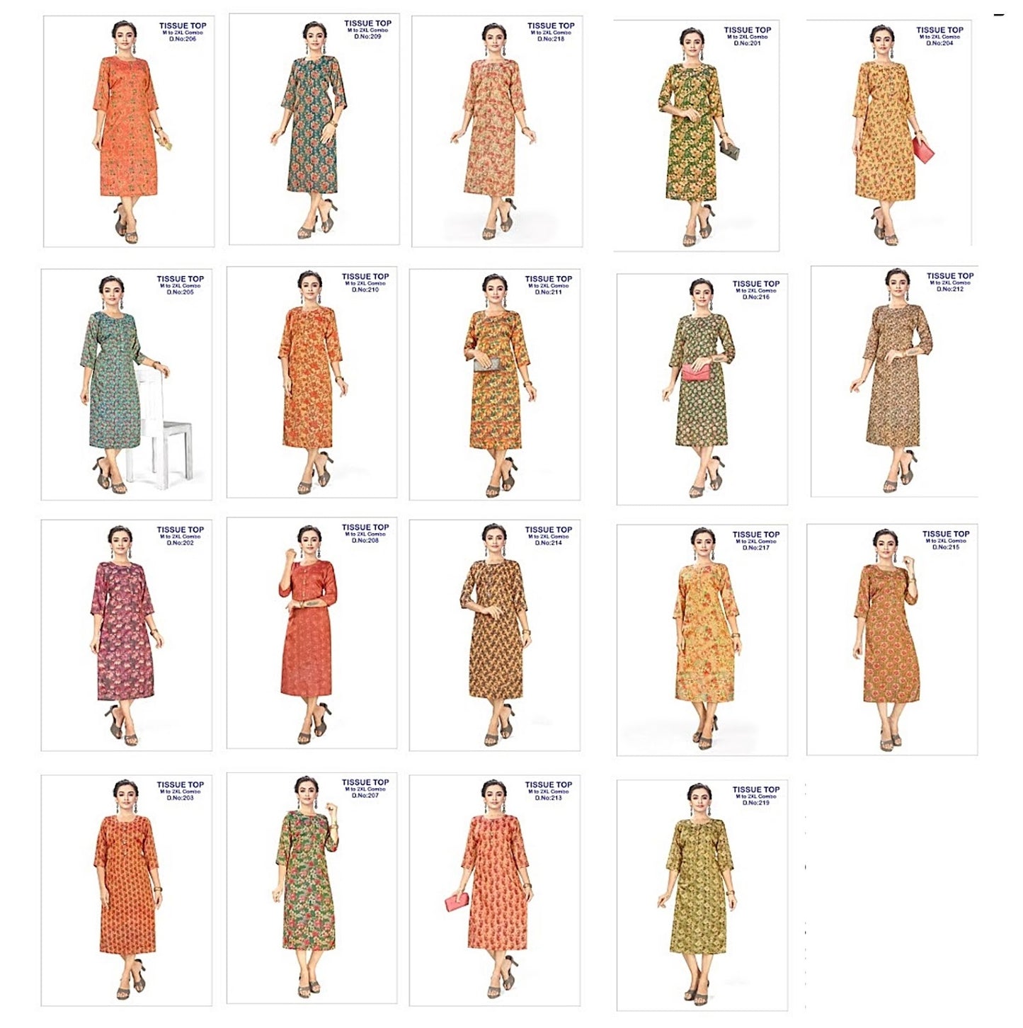 Tissue 2408 Kcf Erode Silk Long Straight Kurti Wholesaler India