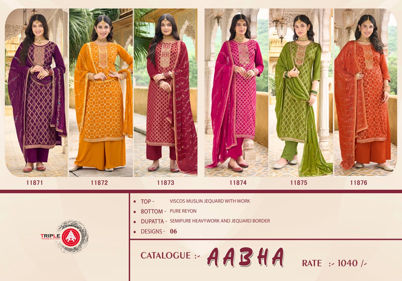 Aabha Triple Aaa Viscose Muslin Pant Style Suits Supplier Ahmedabad