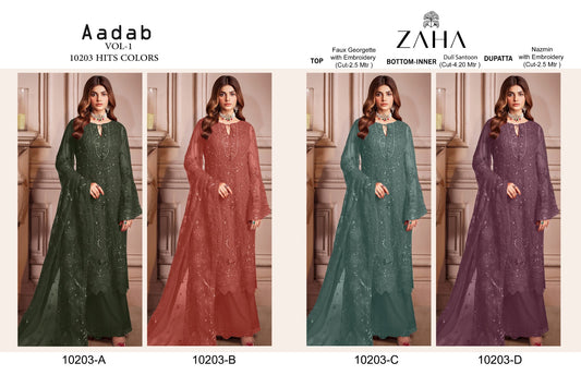 Aadab Vol 1 10203 Zaha Georgette Pakistani Salwar Suits