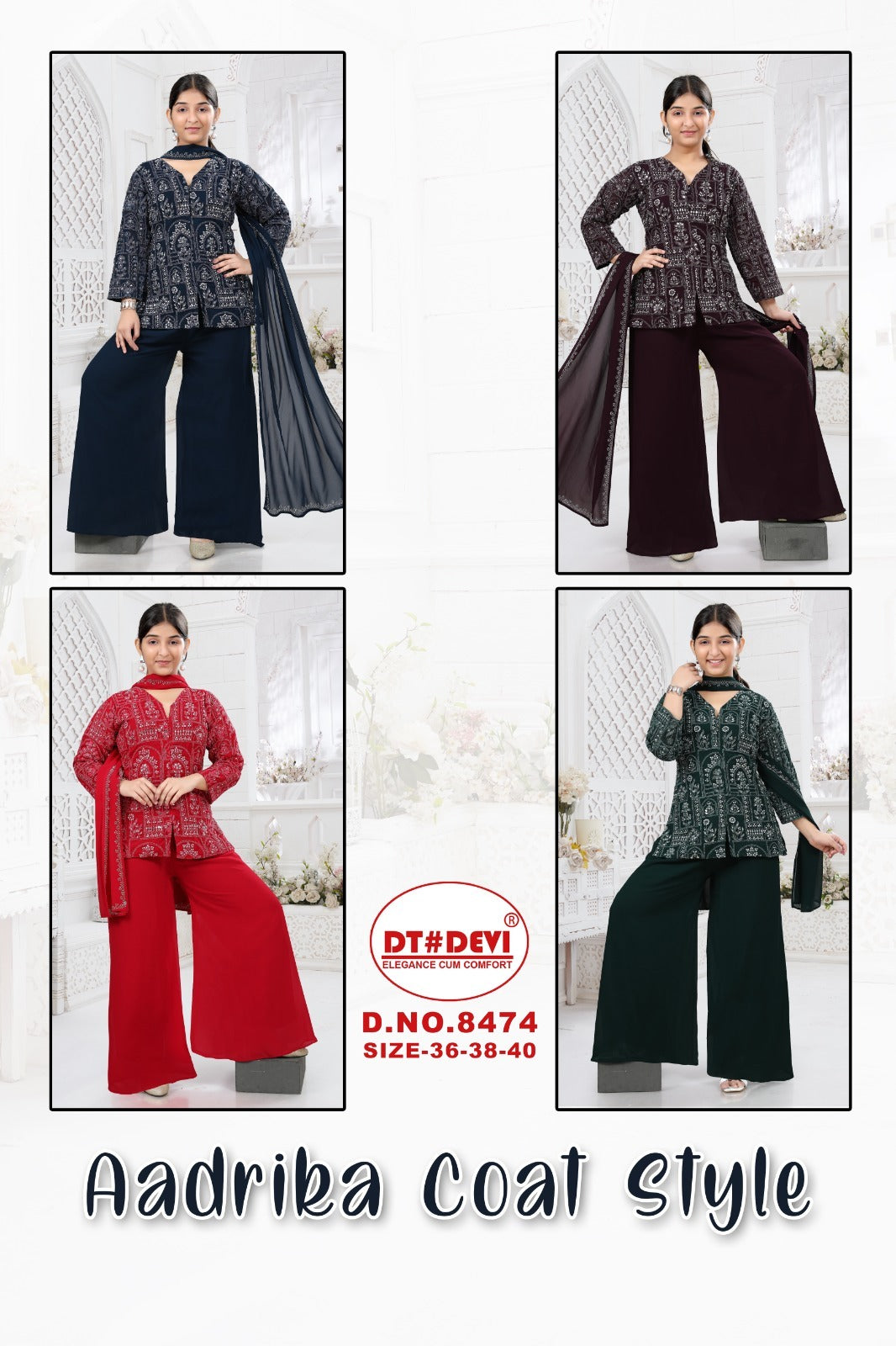 Aadrika Coat Style 8474 Dt Devi Georgette Girls Western Pair
