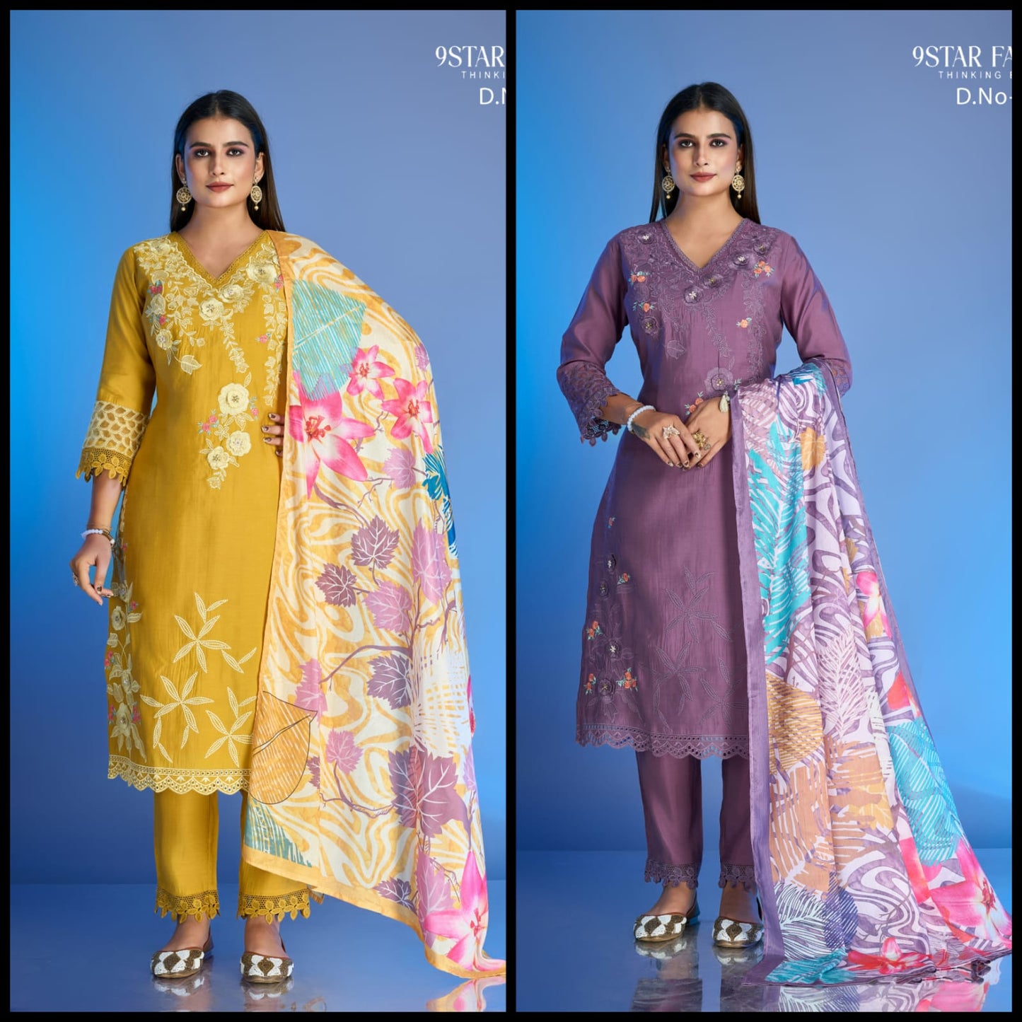 Aadvika 9 Starfashion Roman Silk Readymade Pant Style Suits Exporter Ahmedabad