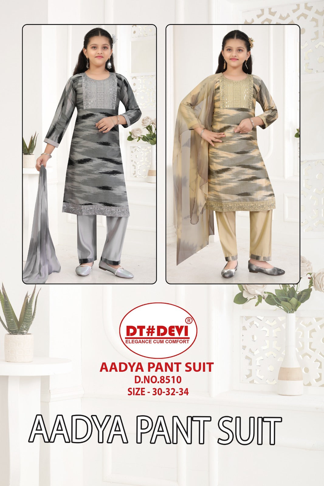Aadya 8510 Dt Devi Modal Girls Readymade Pant Suits Wholesale Price