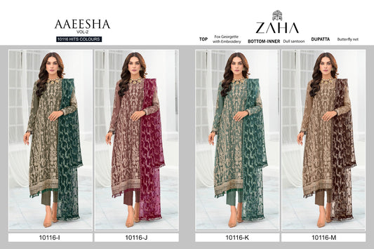 Aaeesha Vol 2-10116 Ijkl Zaha Georgette Pakistani Salwar Suits