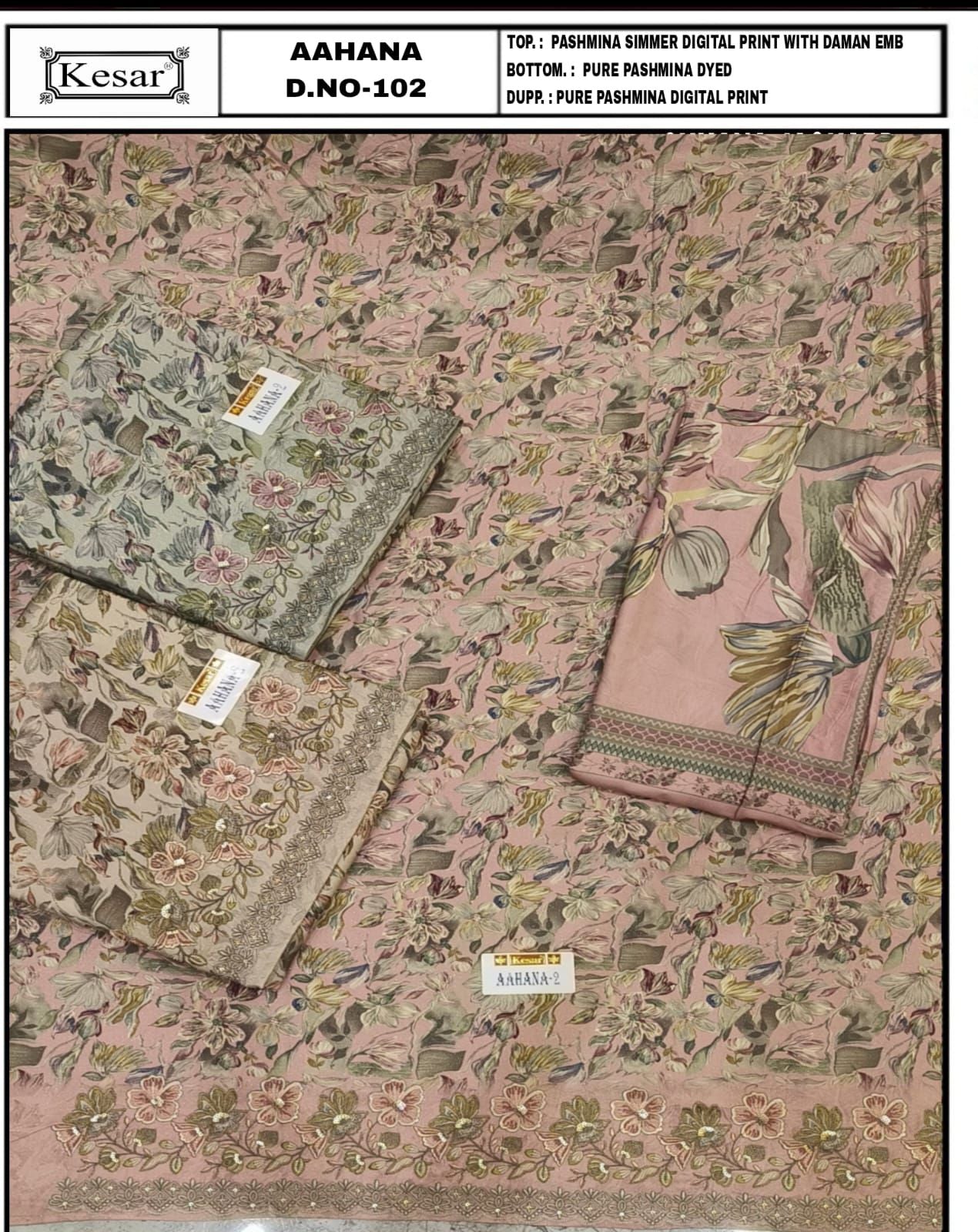 Aahana Kesar Pashmina Suits Exporter India