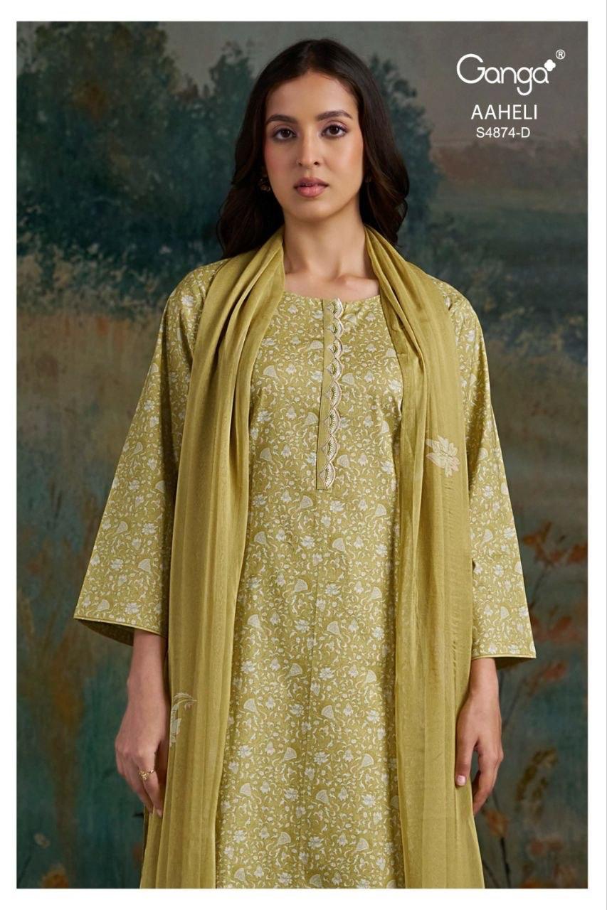 Aaheli S4874 Ganga Cotton Pant Style Suits Supplier India