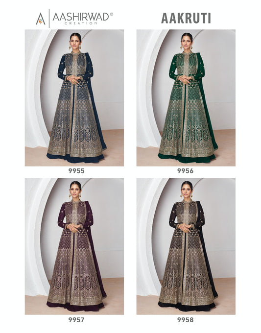 Aakruti Aashirwad Creation Georgette Readymade Skirt Style Suits Exporter Ahmedabad