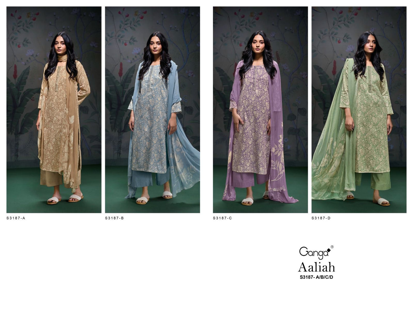 Aaliah S3187 Ganga Cotton Satin Plazzo Style Suits Wholesale Rate