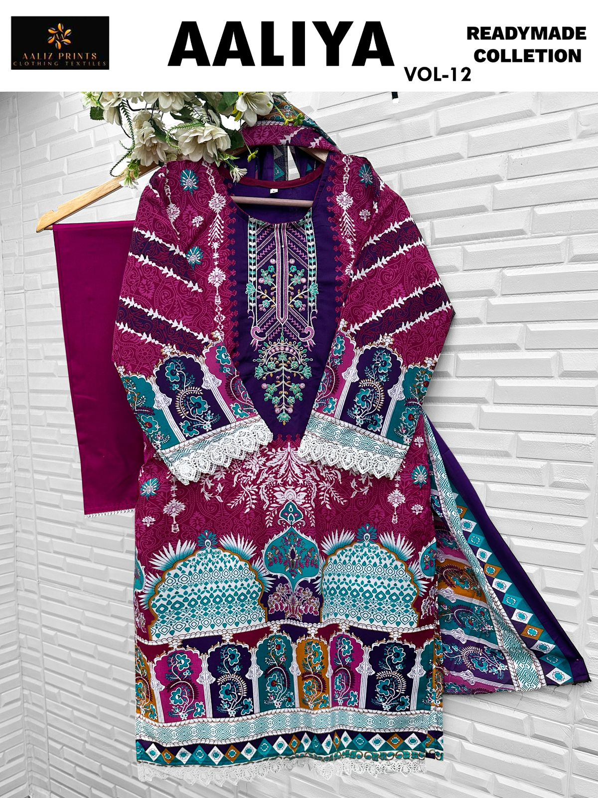 Aaliya Vol 12 Aaliz Prints Cotton Karachi Readymade Suits Supplier