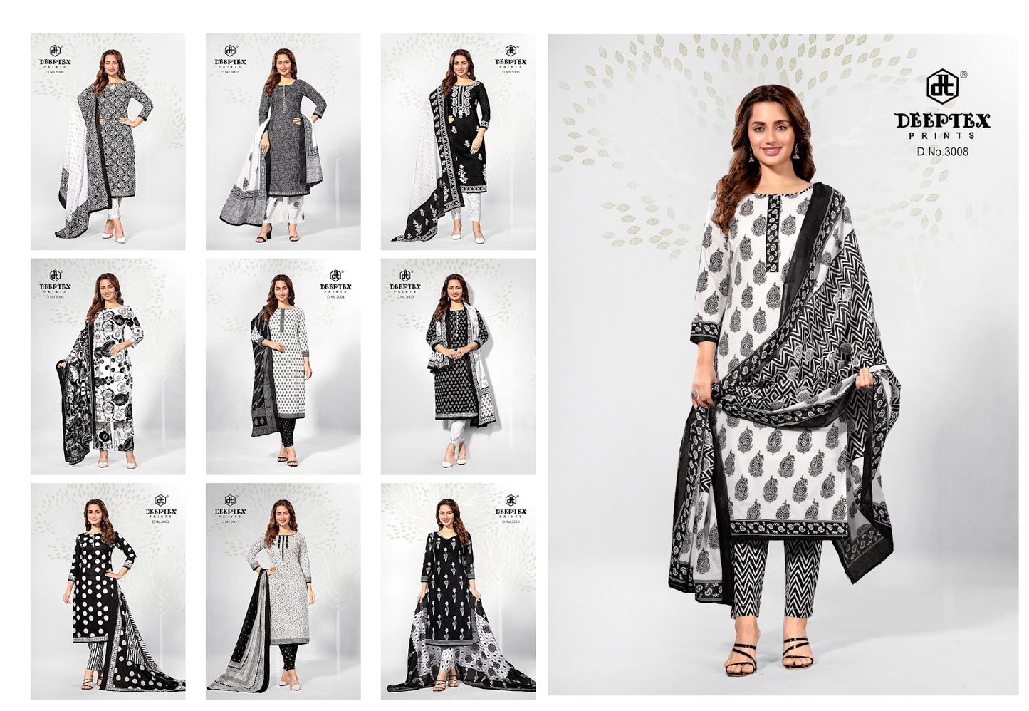 Aaliza Vol 3 Black And White Special Deeptex Prints Cotton Dress Material Supplier