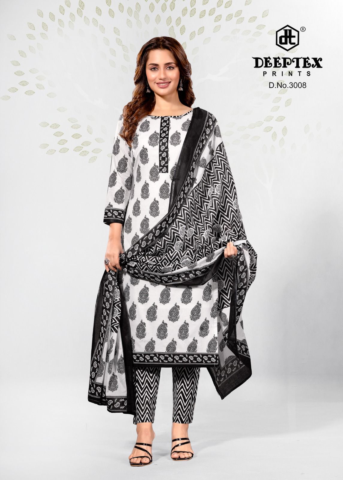 Aaliza Vol 3 Black And White Special Deeptex Prints Cotton Dress Material Supplier