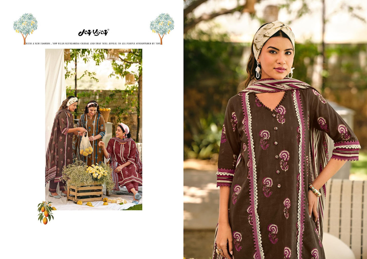 Aam Bagh Jay Vijay Cotton Jacquard Pant Style Suits Wholesale Price