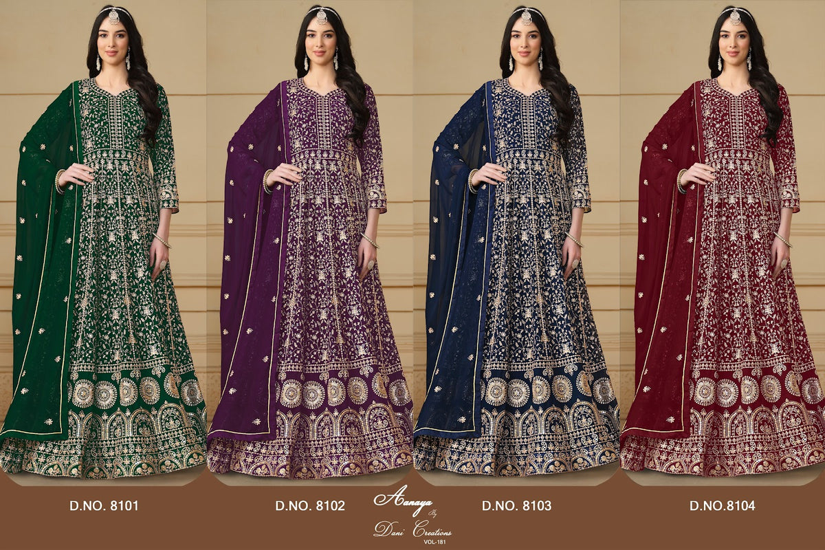 Aanaya Vol 181 8101-8104 Dani Creation Faux Georgette Pakistani Salwar Suits Manufacturer India