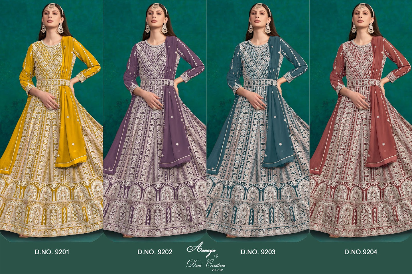 Aanaya Vol 192 9201-9204 Dani Creation Faux Georgette Pakistani Salwar Suits Wholesaler India