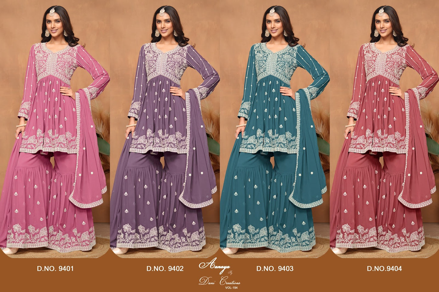 Aanaya Vol 194 Dani Creation Faux Georgette Sharara Style Suits Manufacturer