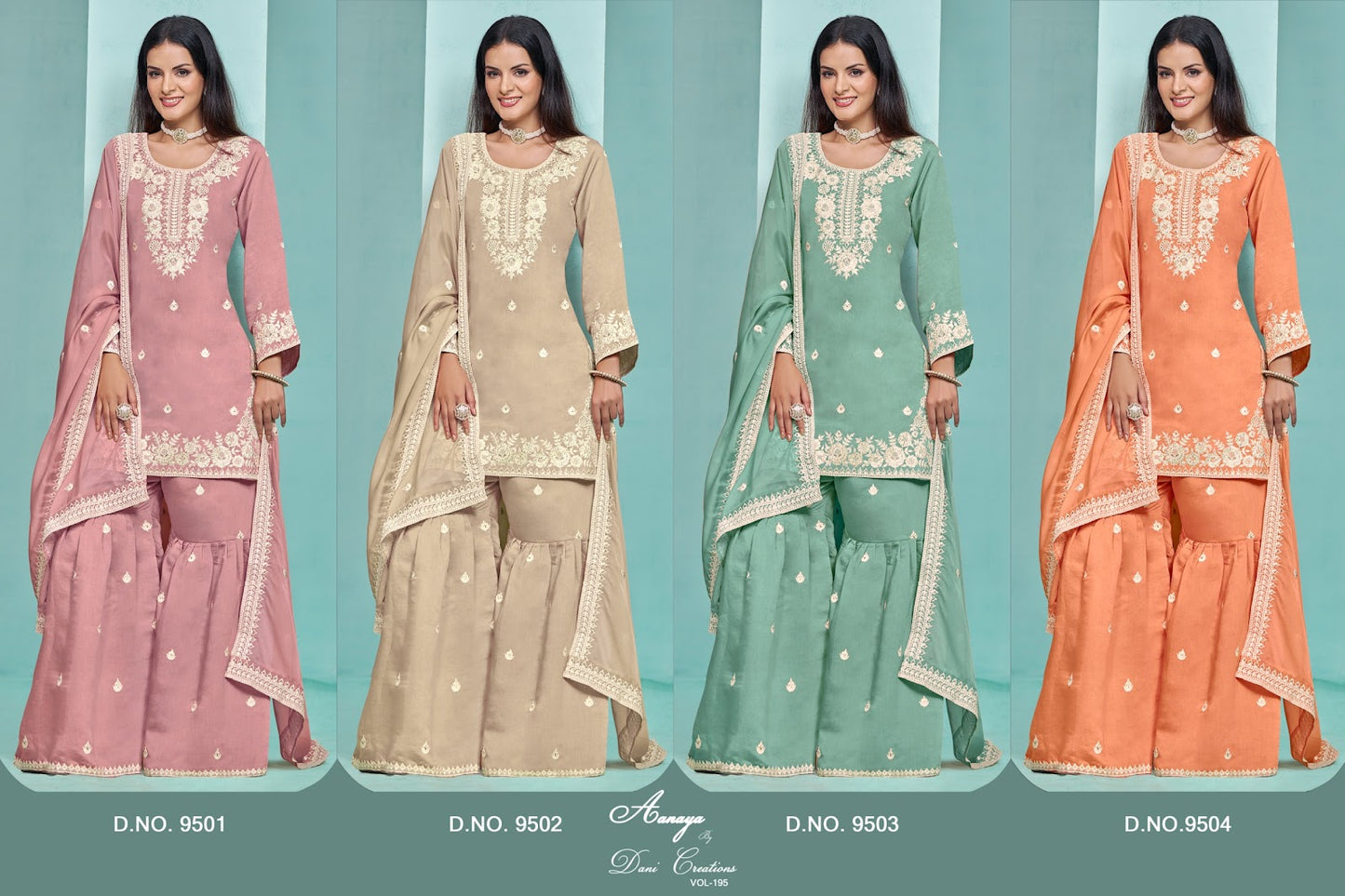 Aanaya Vol 195 Dani Creation Chanderi Sharara Style Suits Wholesale Rate